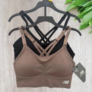 (NWT) New Balance (2) Pack Women’s  Sports Bras in Black & Mushroom, Small